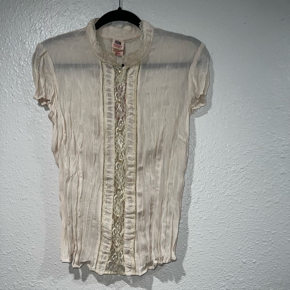 Faded glory cream button up blouse - Picture 6 of 7